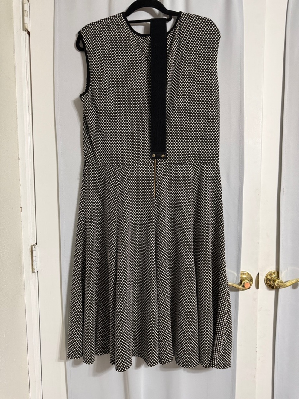Danny & Nicole Black and White Polka-Dot Fit-and-Flare Midi Dress - Picture 2 of 2
